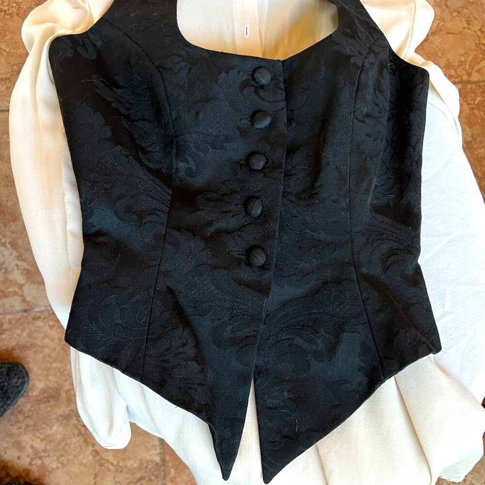 BeBe Black Brocade Fitted Vest Fully Lined